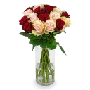 Kytice růžových a červených růží